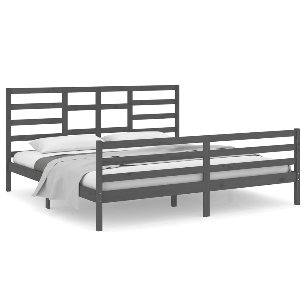 Bedframe massief hout grijs 200x200 cm is nu te koop bij PeponiXL, paradijselijk wonen!