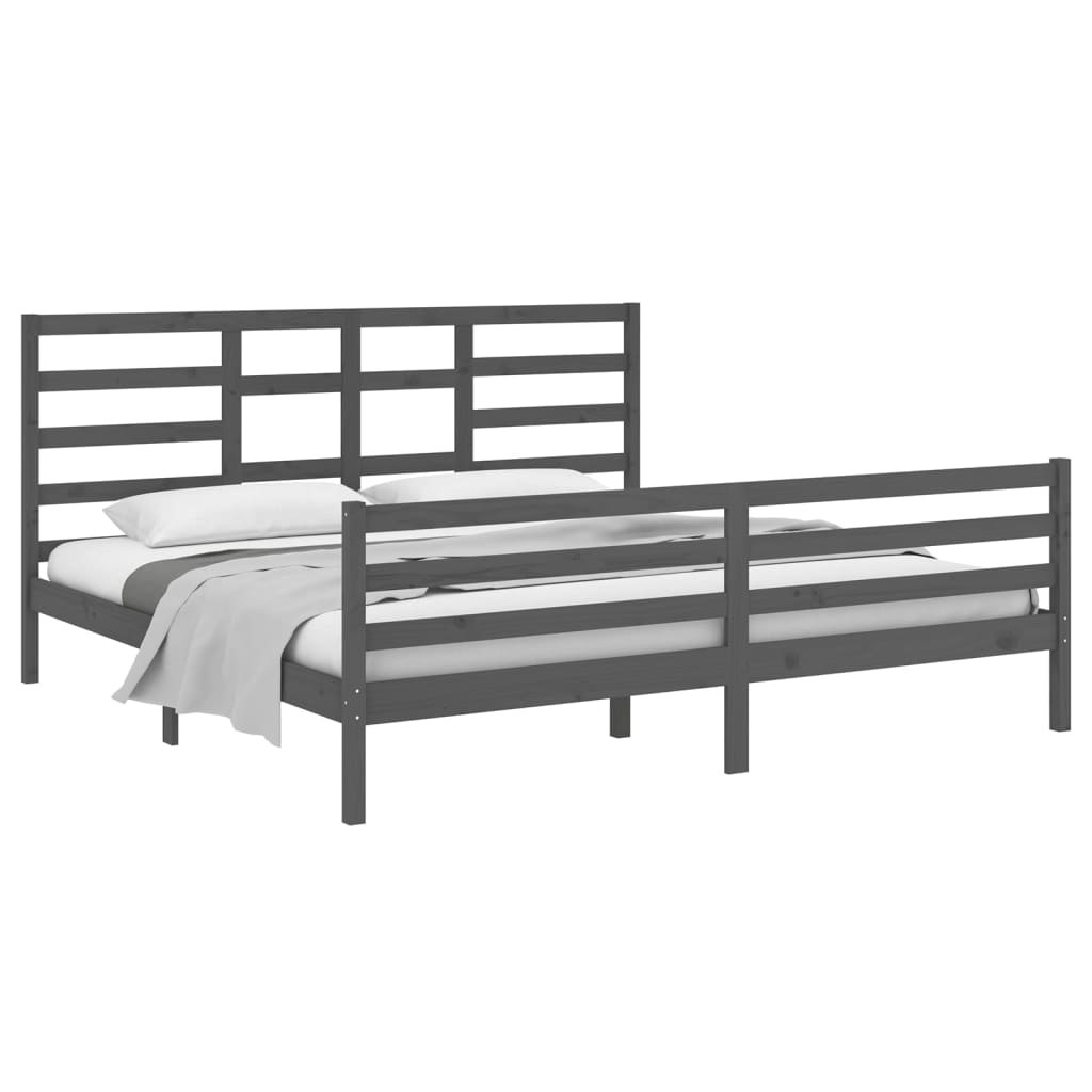 Bedframe massief hout grijs 200x200 cm is nu te koop bij PeponiXL, paradijselijk wonen!