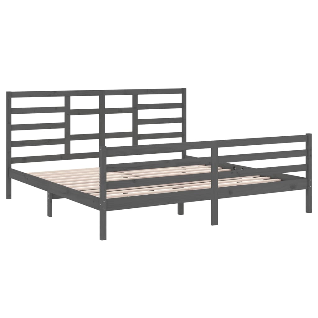 Bedframe massief hout grijs 200x200 cm is nu te koop bij PeponiXL, paradijselijk wonen!