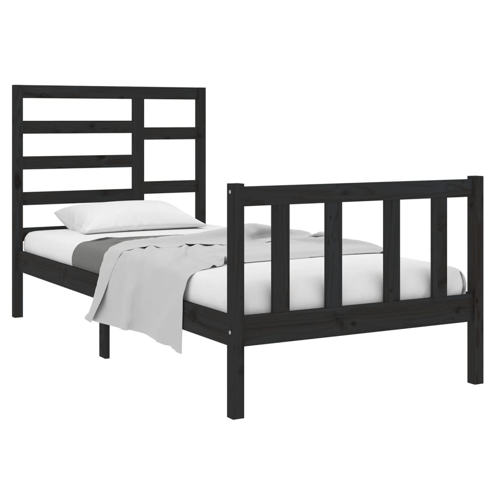 Bedframe massief hout zwart 75x190 cm is nu te koop bij PeponiXL, paradijselijk wonen!