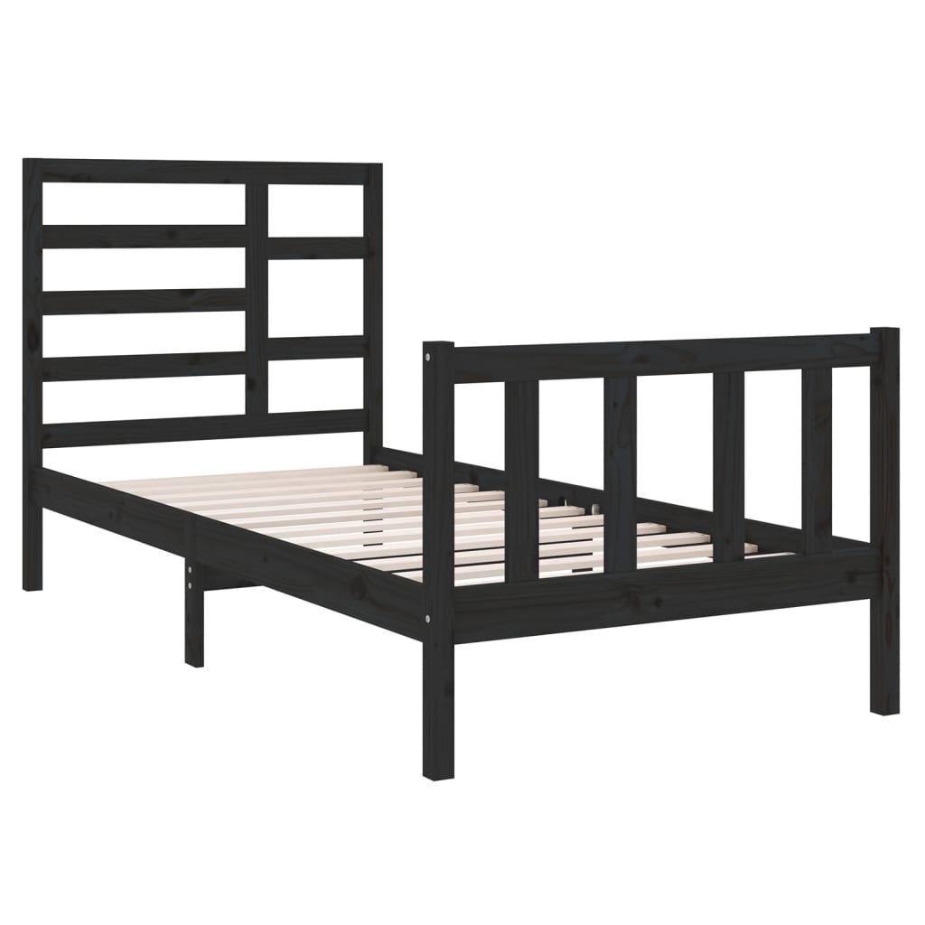Bedframe massief hout zwart 75x190 cm is nu te koop bij PeponiXL, paradijselijk wonen!