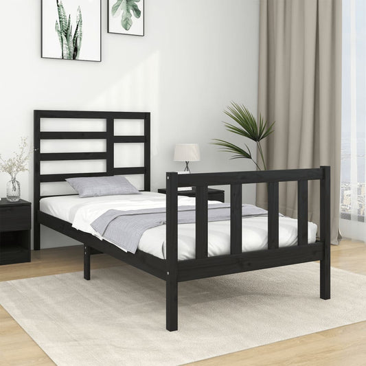 Bedframe massief hout zwart 75x190 cm is nu te koop bij PeponiXL, paradijselijk wonen!