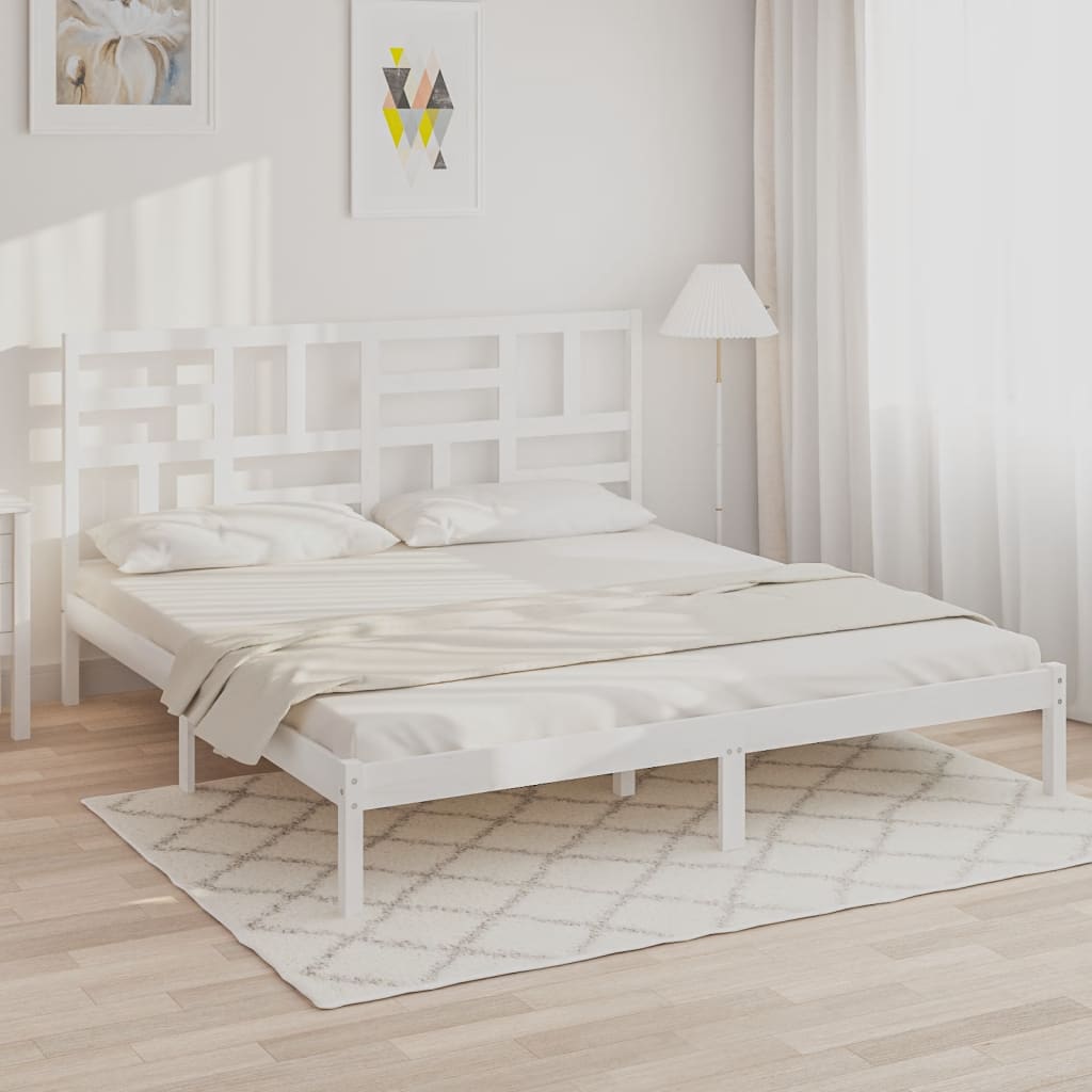 Bedframe massief hout wit 200x200 cm is nu te koop bij PeponiXL, paradijselijk wonen!