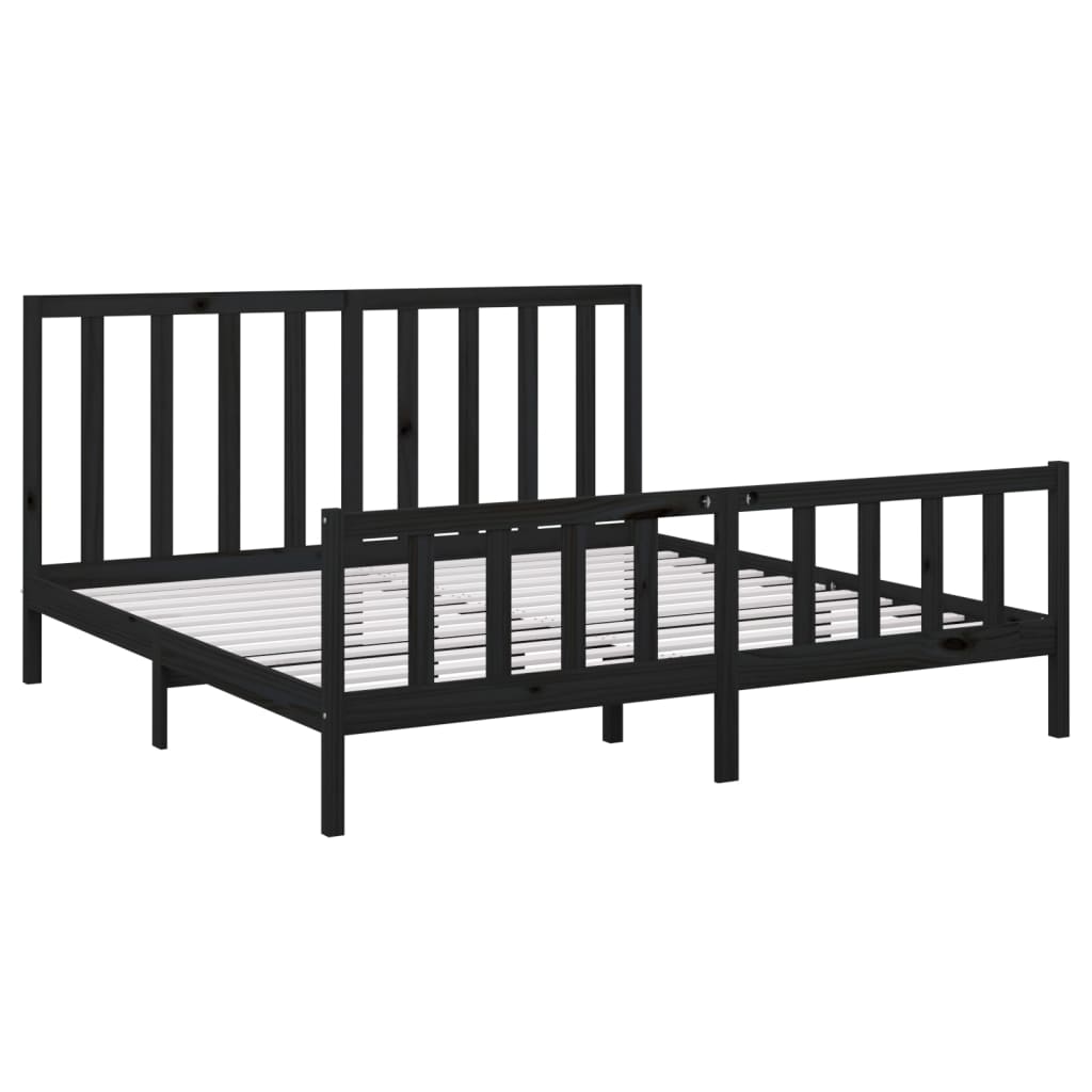 Bedframe massief grenenhout zwart 200x200 cm is nu te koop bij PeponiXL, paradijselijk wonen!