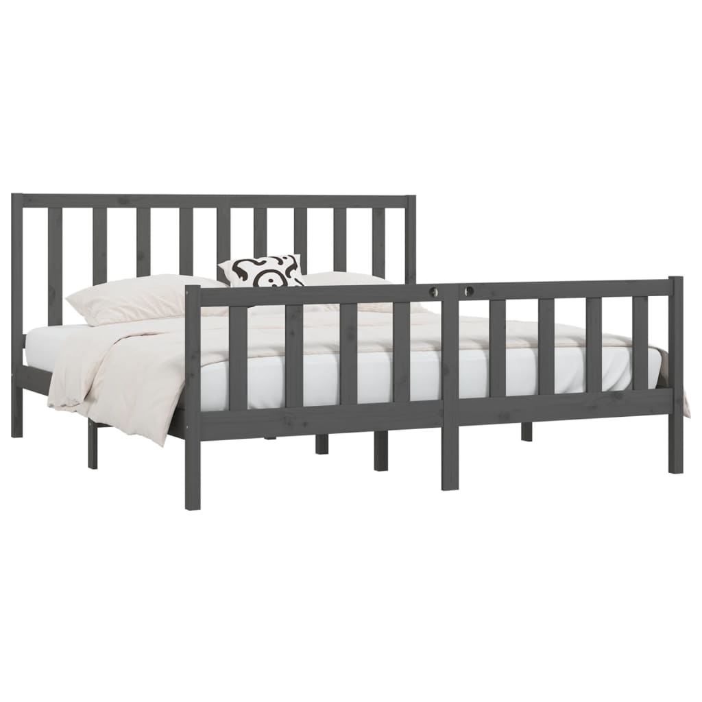 Bedframe massief hout grijs 200x200 cm is nu te koop bij PeponiXL, paradijselijk wonen!
