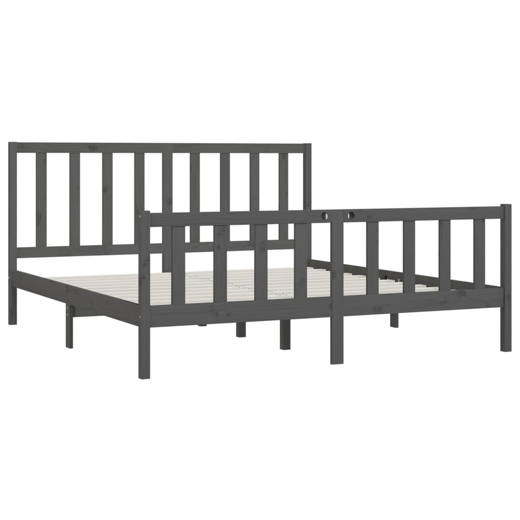 Bedframe massief hout grijs 200x200 cm is nu te koop bij PeponiXL, paradijselijk wonen!