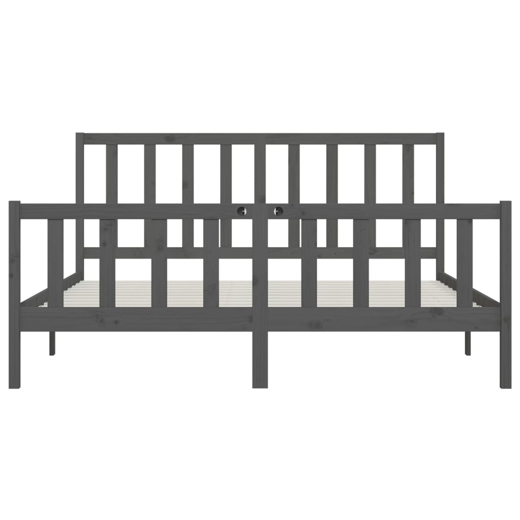 Bedframe massief hout grijs 200x200 cm is nu te koop bij PeponiXL, paradijselijk wonen!