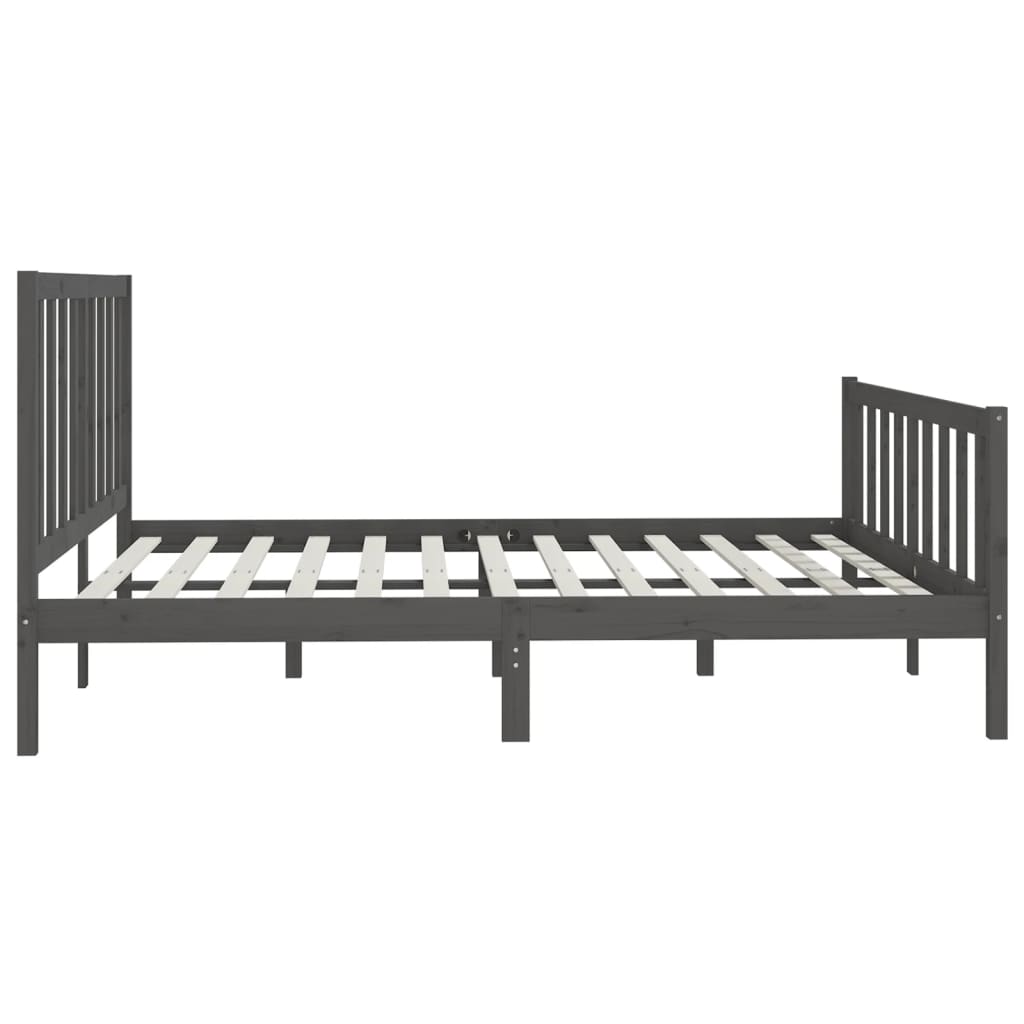Bedframe massief hout grijs 200x200 cm is nu te koop bij PeponiXL, paradijselijk wonen!