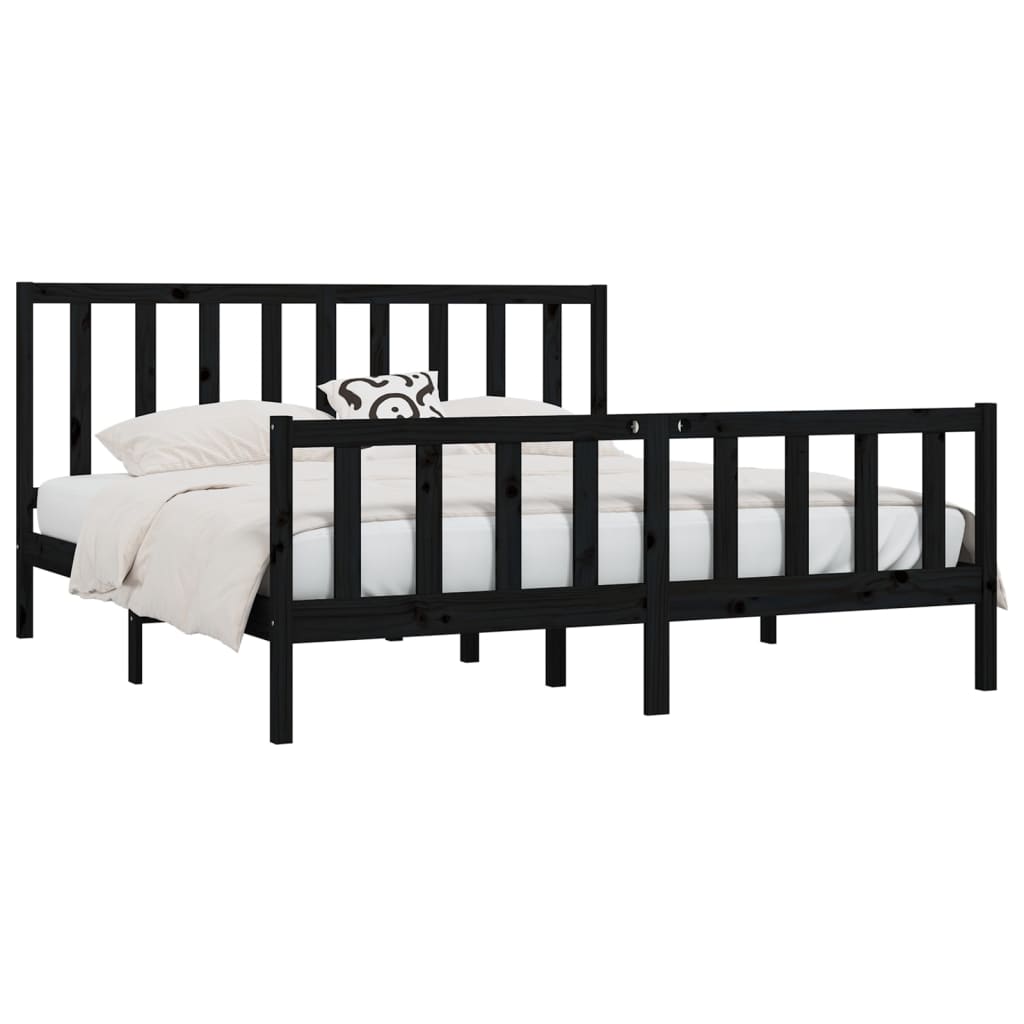 Bedframe massief hout zwart 200x200 cm is nu te koop bij PeponiXL, paradijselijk wonen!
