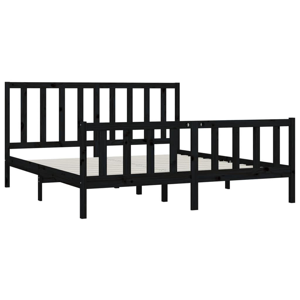 Bedframe massief hout zwart 200x200 cm is nu te koop bij PeponiXL, paradijselijk wonen!
