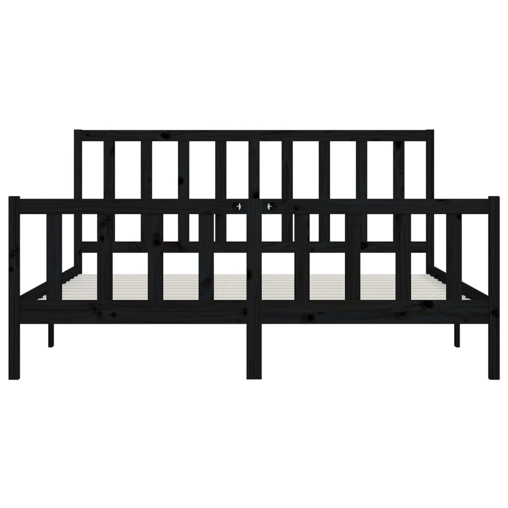 Bedframe massief hout zwart 200x200 cm is nu te koop bij PeponiXL, paradijselijk wonen!