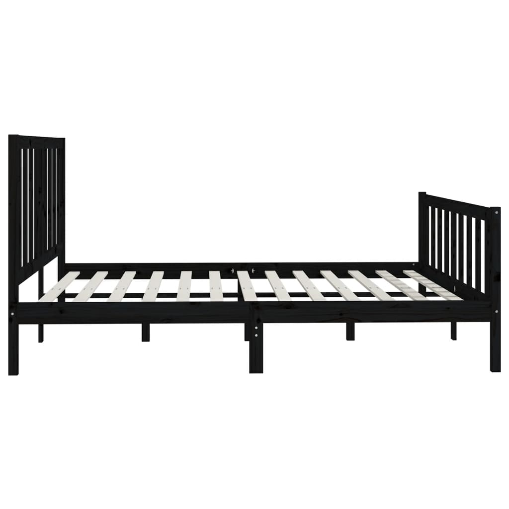 Bedframe massief hout zwart 200x200 cm is nu te koop bij PeponiXL, paradijselijk wonen!