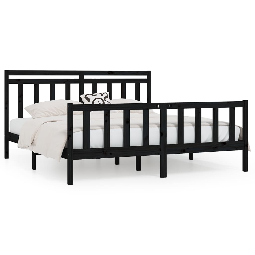 Bedframe massief grenenhout zwart 200x200 cm is nu te koop bij PeponiXL, paradijselijk wonen!