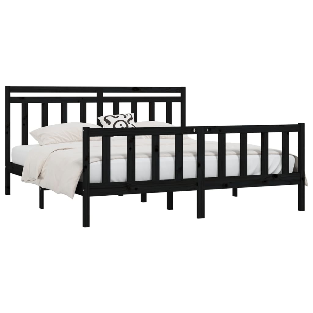 Bedframe massief grenenhout zwart 200x200 cm is nu te koop bij PeponiXL, paradijselijk wonen!