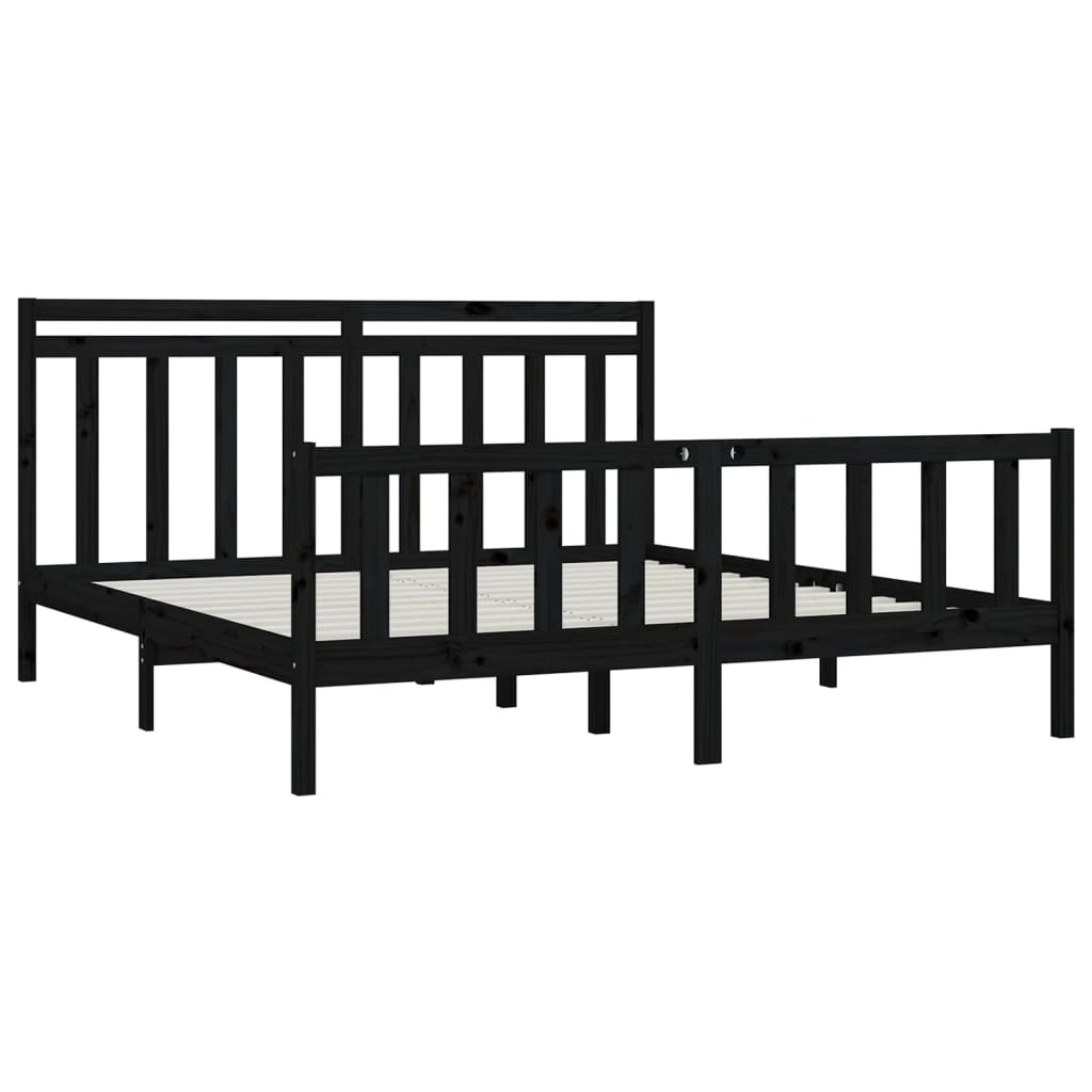 Bedframe massief grenenhout zwart 200x200 cm is nu te koop bij PeponiXL, paradijselijk wonen!