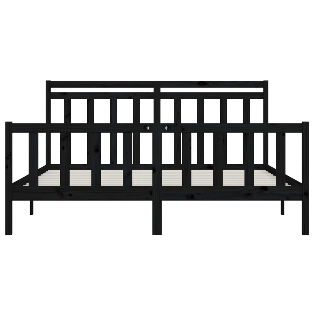 Bedframe massief grenenhout zwart 200x200 cm is nu te koop bij PeponiXL, paradijselijk wonen!