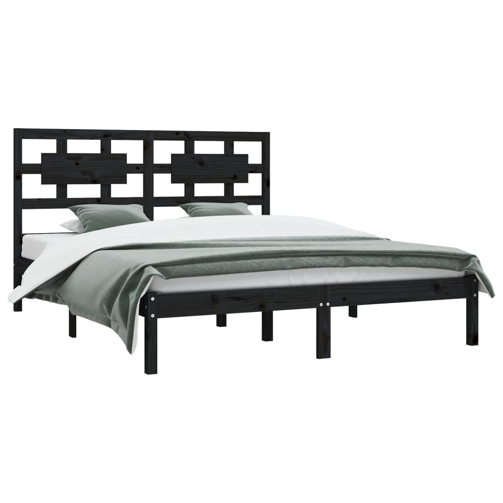 Bedframe massief grenenhout zwart 200x200 cm is nu te koop bij PeponiXL, paradijselijk wonen!