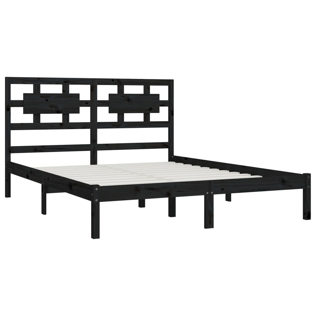 Bedframe massief grenenhout zwart 200x200 cm is nu te koop bij PeponiXL, paradijselijk wonen!