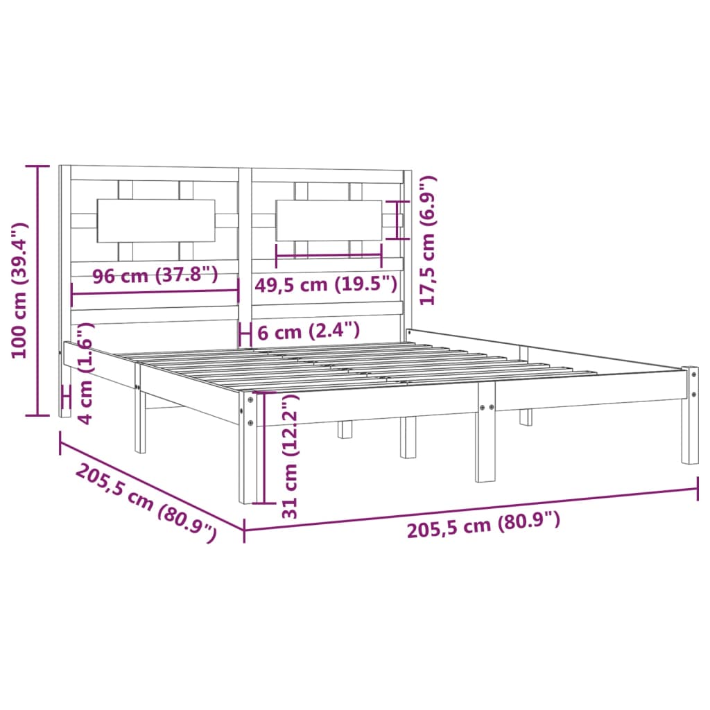 Bedframe massief grenenhout zwart 200x200 cm is nu te koop bij PeponiXL, paradijselijk wonen!