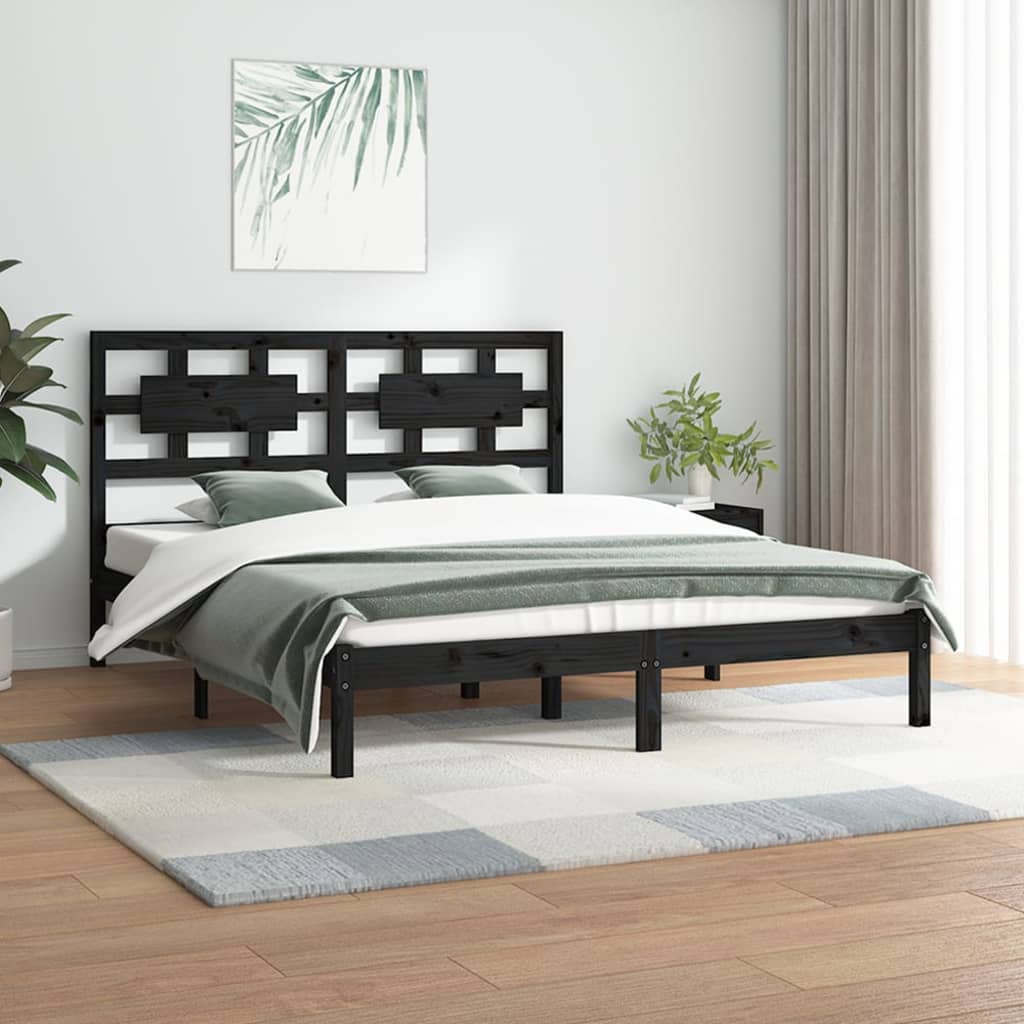 Bedframe massief grenenhout zwart 200x200 cm is nu te koop bij PeponiXL, paradijselijk wonen!