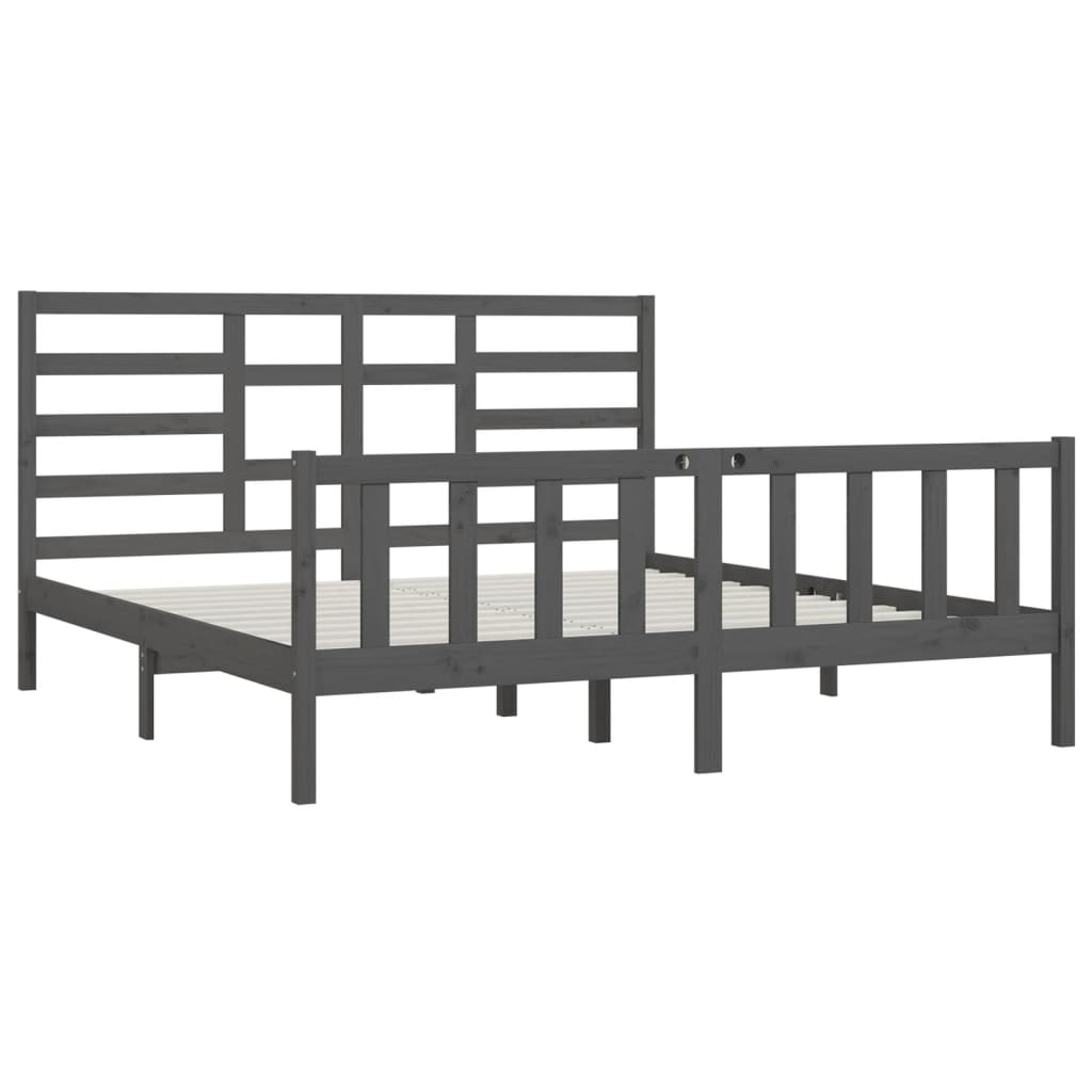 Bedframe massief grenenhout grijs 200x200 cm is nu te koop bij PeponiXL, paradijselijk wonen!