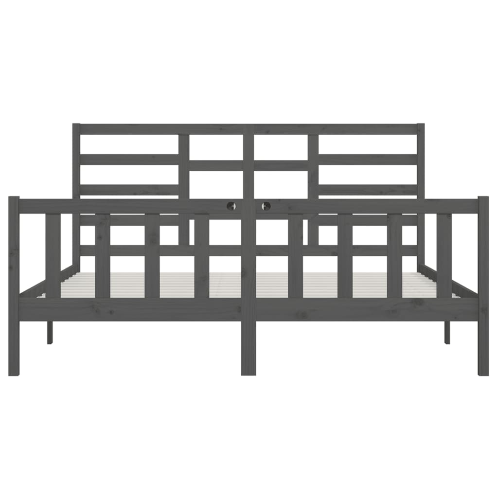 Bedframe massief grenenhout grijs 200x200 cm is nu te koop bij PeponiXL, paradijselijk wonen!