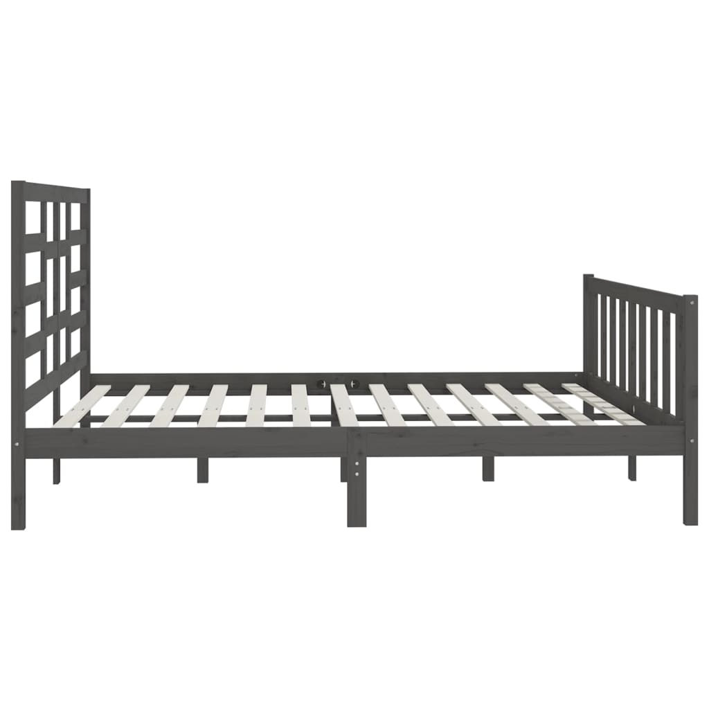 Bedframe massief grenenhout grijs 200x200 cm is nu te koop bij PeponiXL, paradijselijk wonen!