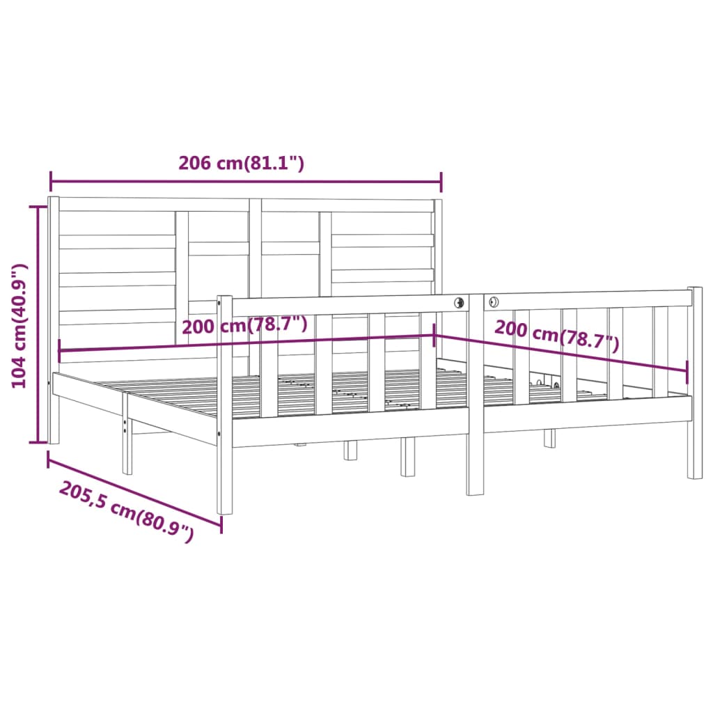 Bedframe massief grenenhout grijs 200x200 cm is nu te koop bij PeponiXL, paradijselijk wonen!