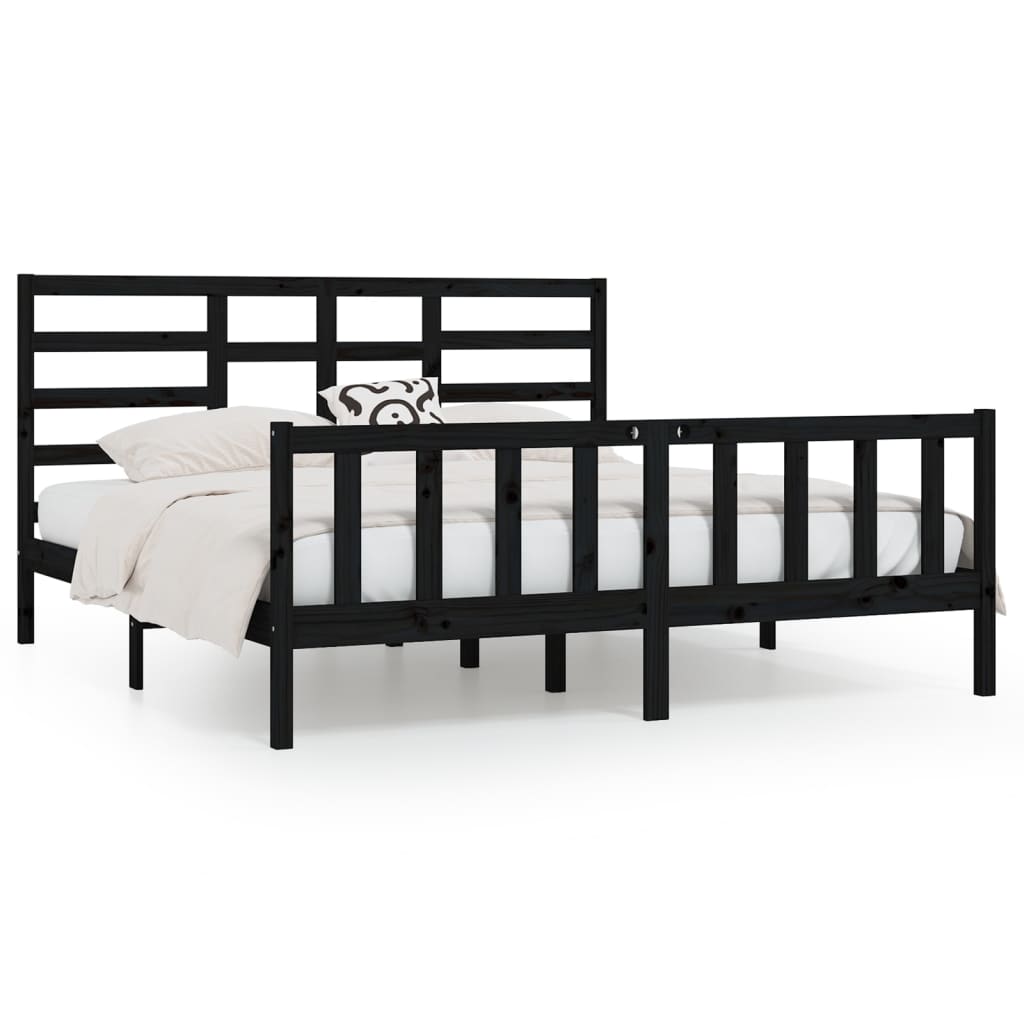 Bedframe massief grenenhout zwart 200x200 cm is nu te koop bij PeponiXL, paradijselijk wonen!
