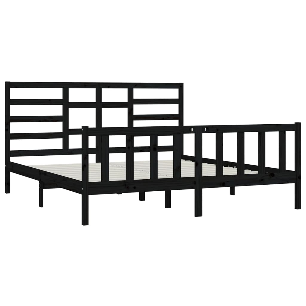 Bedframe massief grenenhout zwart 200x200 cm is nu te koop bij PeponiXL, paradijselijk wonen!