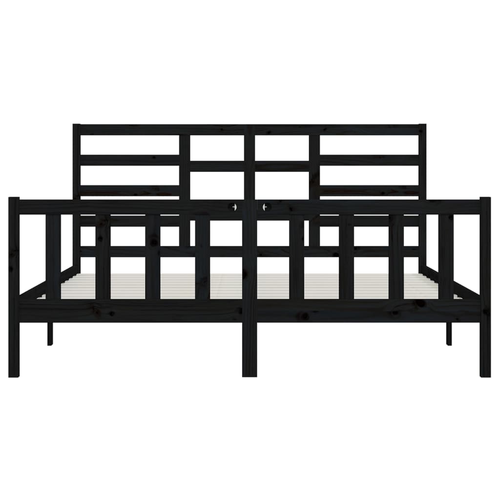 Bedframe massief grenenhout zwart 200x200 cm is nu te koop bij PeponiXL, paradijselijk wonen!