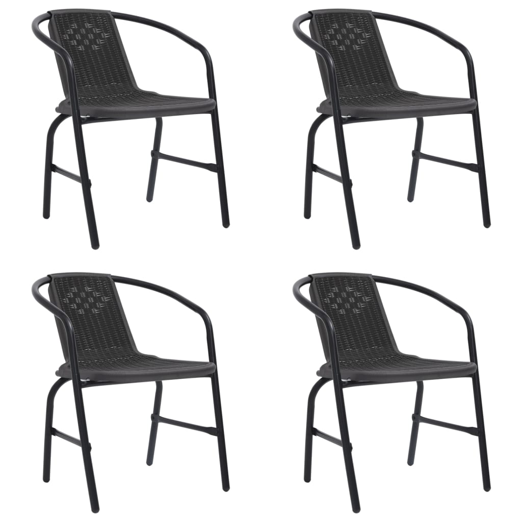 Tuinstoelen 4 st 110 kg kunststof rattan en staal is nu te koop bij PeponiXL, paradijselijk wonen!