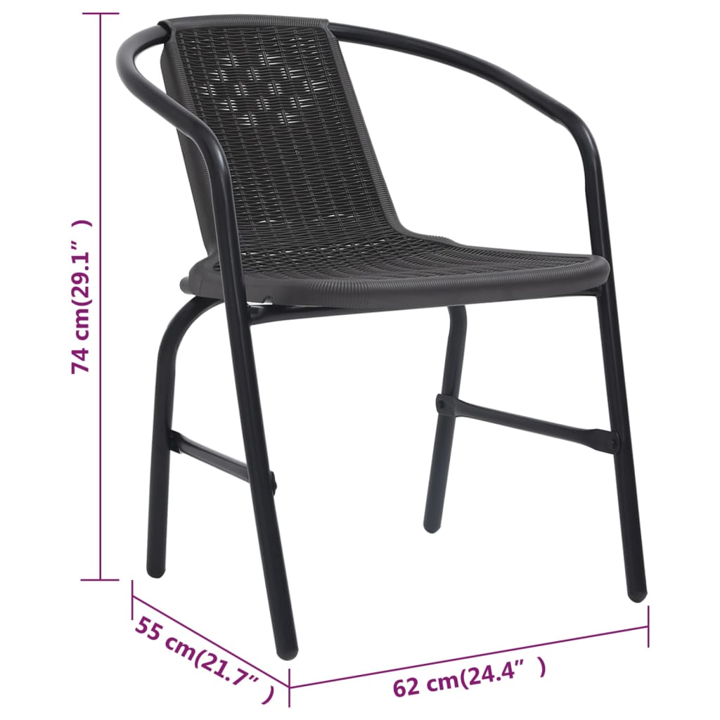 Tuinstoelen 4 st 110 kg kunststof rattan en staal is nu te koop bij PeponiXL, paradijselijk wonen!