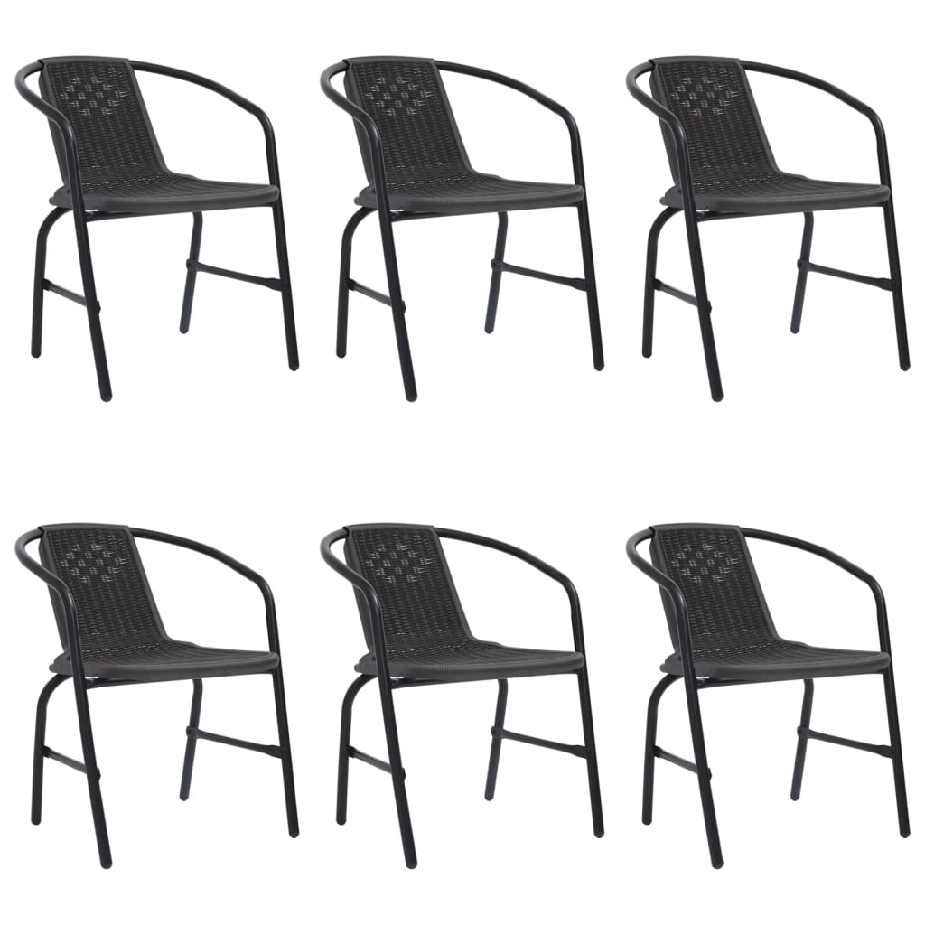 Tuinstoelen 6 st 110 kg kunststof rattan en staal is nu te koop bij PeponiXL, paradijselijk wonen!