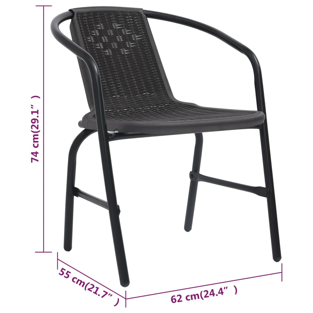 Tuinstoelen 8 st 110 kg kunststof rattan en staal is nu te koop bij PeponiXL, paradijselijk wonen!