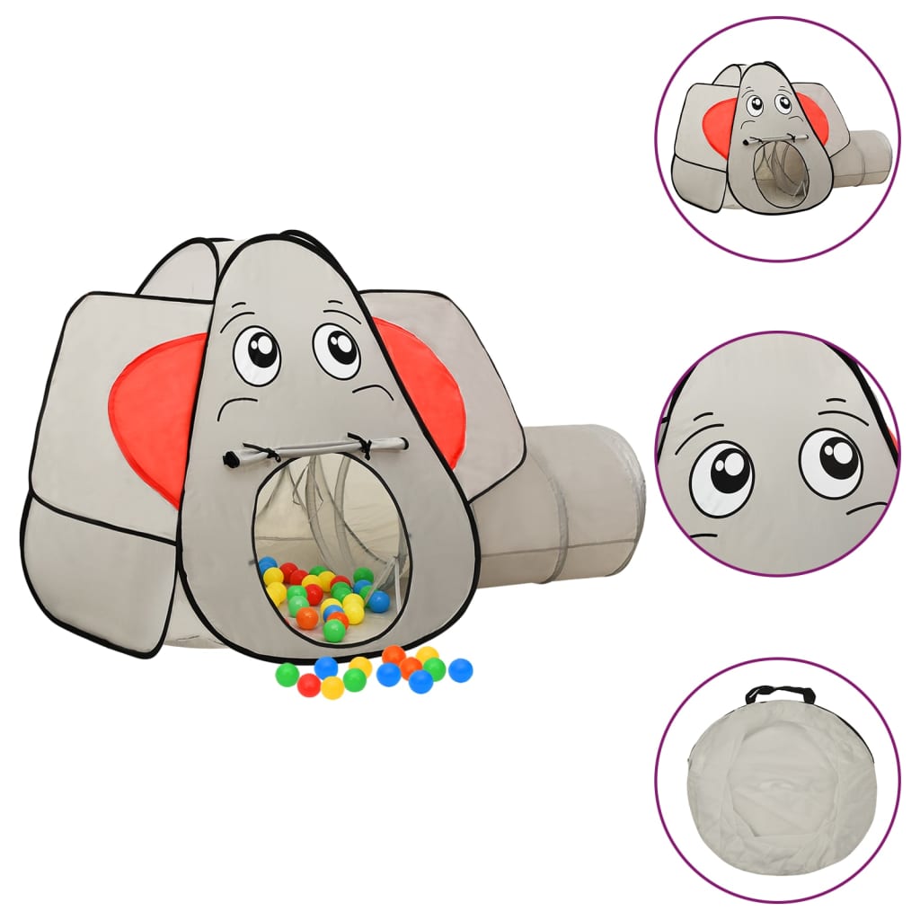 Kinderspeeltent met 250 ballen olifant 174x86x101 cm grijs is nu te koop bij PeponiXL, paradijselijk wonen!