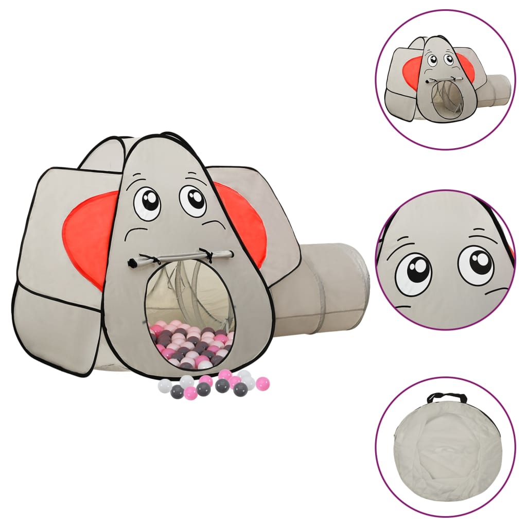 Kinderspeeltent met 250 ballen olifant 174x86x101 cm grijs is nu te koop bij PeponiXL, paradijselijk wonen!