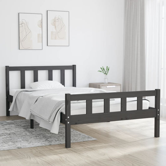 Bedframe massief hout grijs 100x200 cm is nu te koop bij PeponiXL, paradijselijk wonen!