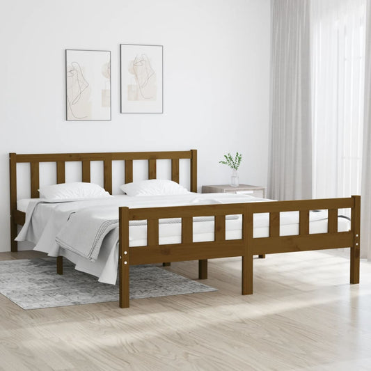 Bedframe massief hout honingbruin 150x200 cm is nu te koop bij PeponiXL, paradijselijk wonen!