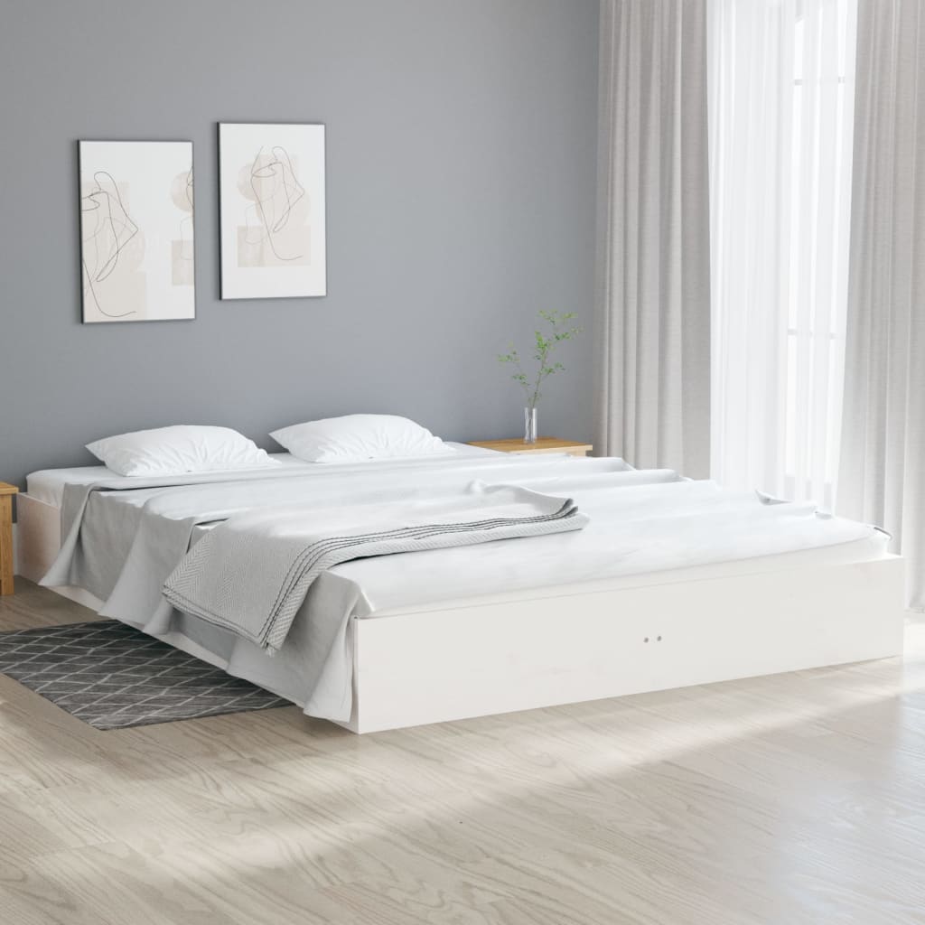 Bedframe massief hout wit 200x200 cm is nu te koop bij PeponiXL, paradijselijk wonen!