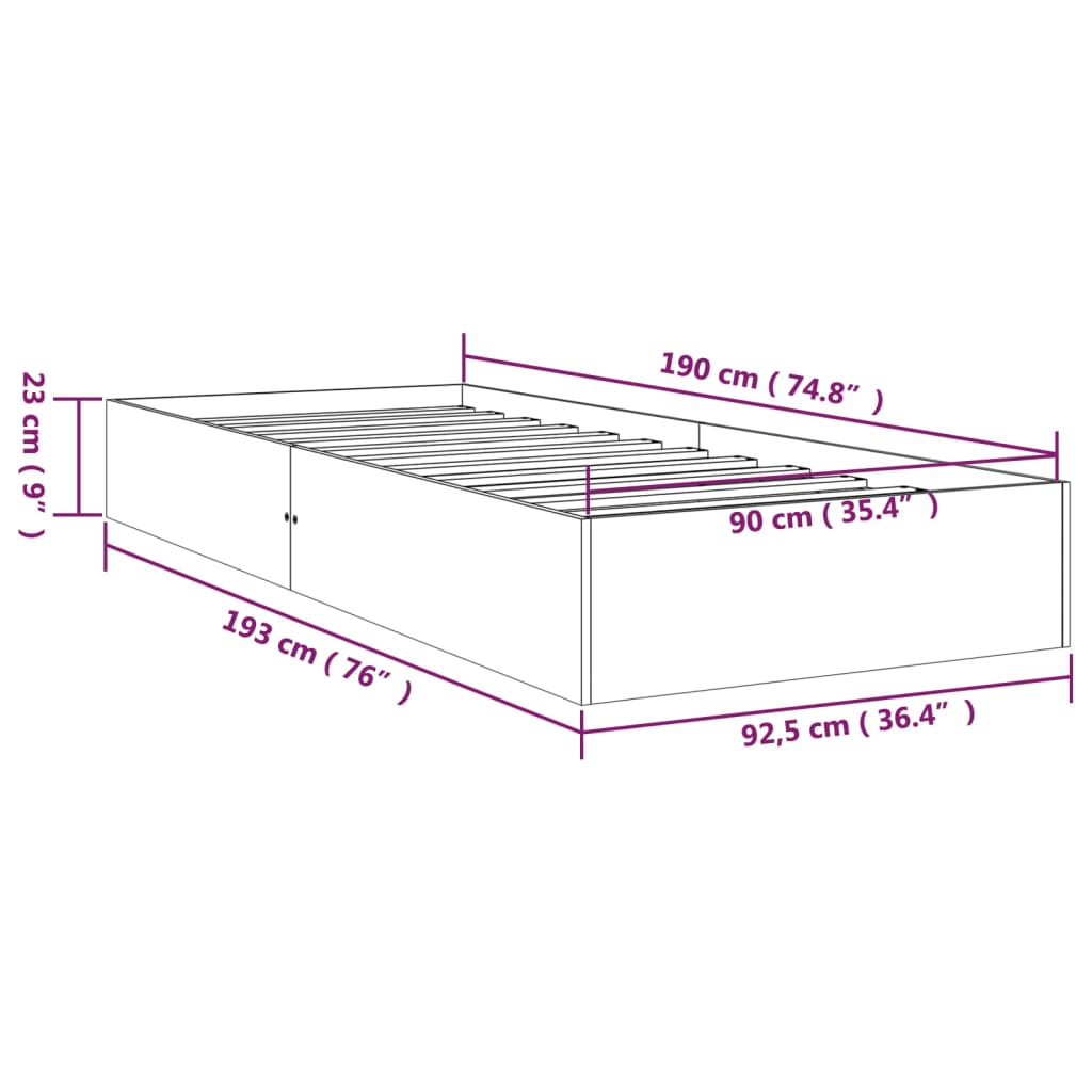 Bedframe massief hout 90x190 cm is nu te koop bij PeponiXL, paradijselijk wonen!