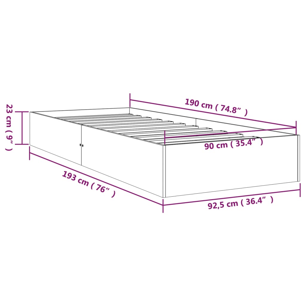 Bedframe massief hout wit 90x190 cm is nu te koop bij PeponiXL, paradijselijk wonen!