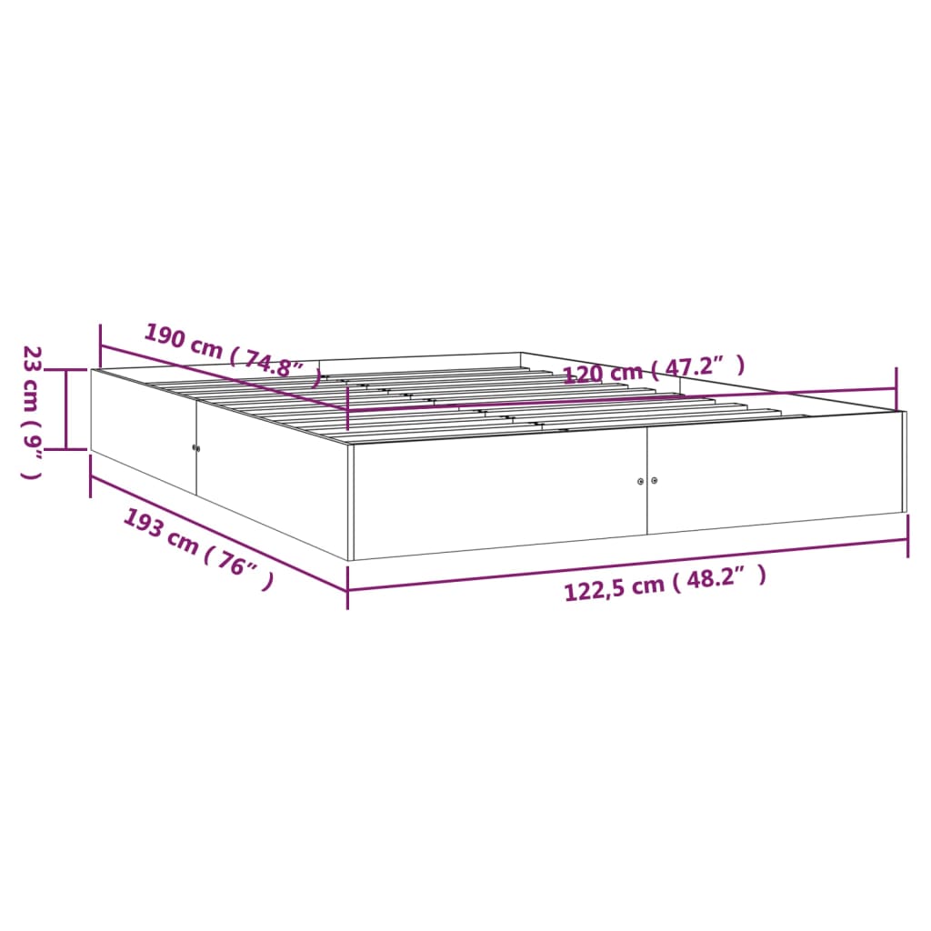 Bedframe massief hout wit 120x190 cm Small Double is nu te koop bij PeponiXL, paradijselijk wonen!