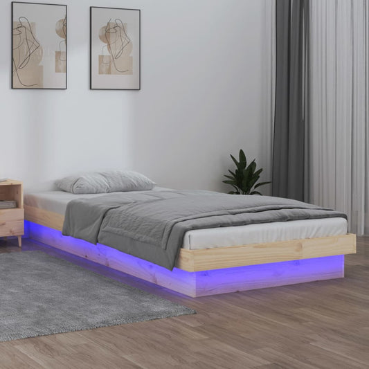 Bedframe LED massief hout 90x200 cm is nu te koop bij PeponiXL, paradijselijk wonen!