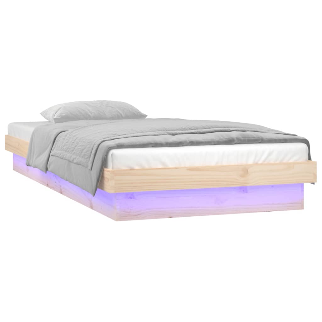 Bedframe LED massief hout 100x200 cm is nu te koop bij PeponiXL, paradijselijk wonen!