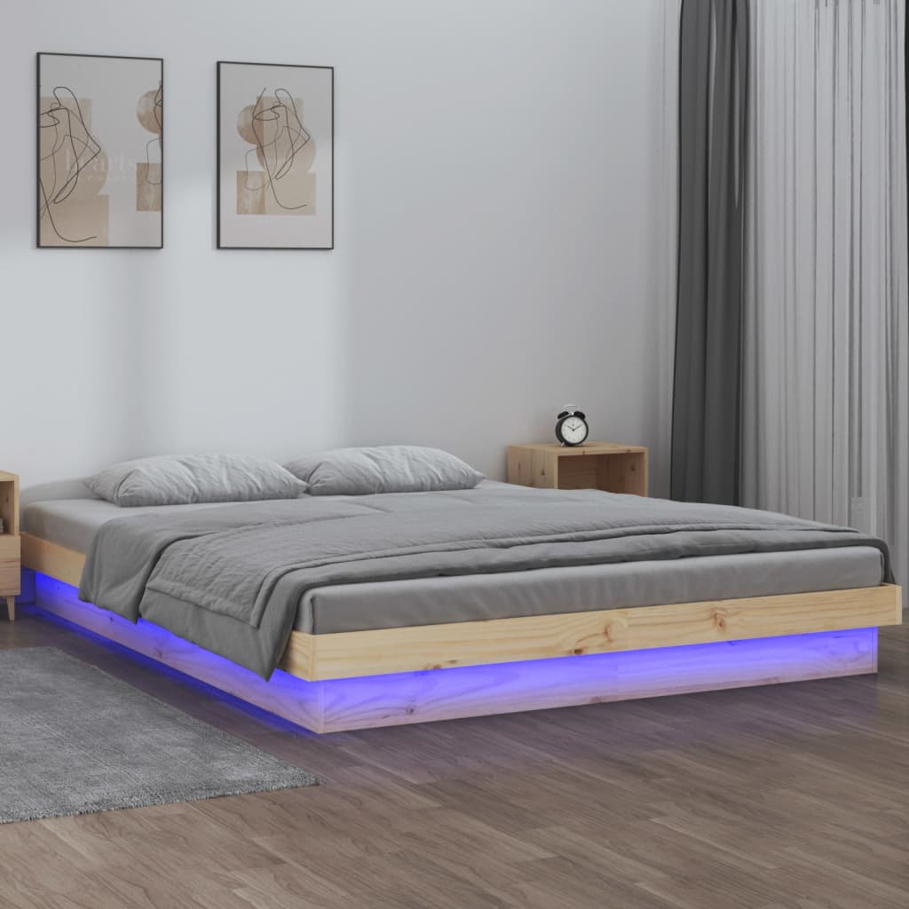 Bedframe LED massief hout 120x200 cm is nu te koop bij PeponiXL, paradijselijk wonen!