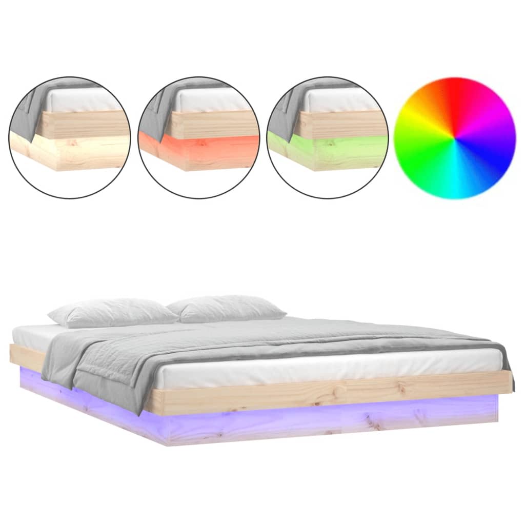 Bedframe LED massief hout 150x200 cm King Size is nu te koop bij PeponiXL, paradijselijk wonen!