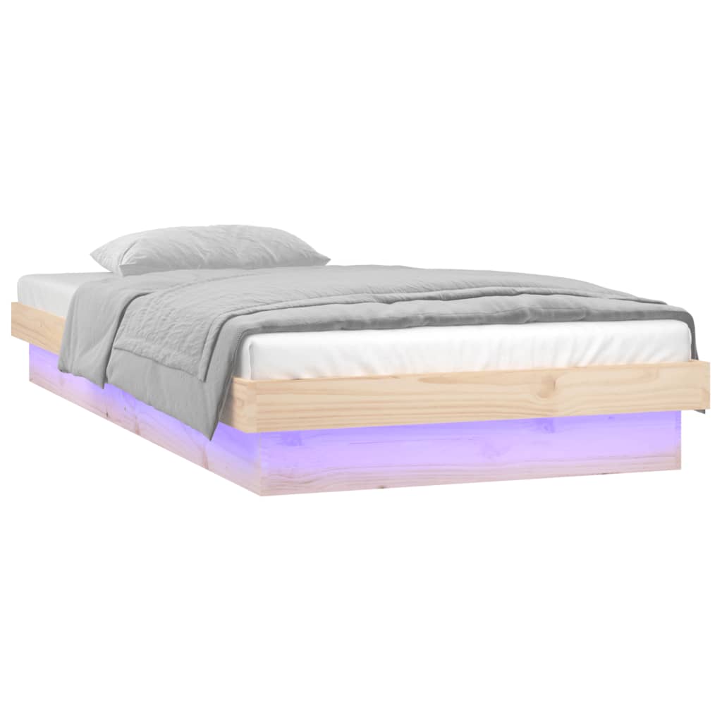 Bedframe LED massief hout 75x190 cm is nu te koop bij PeponiXL, paradijselijk wonen!