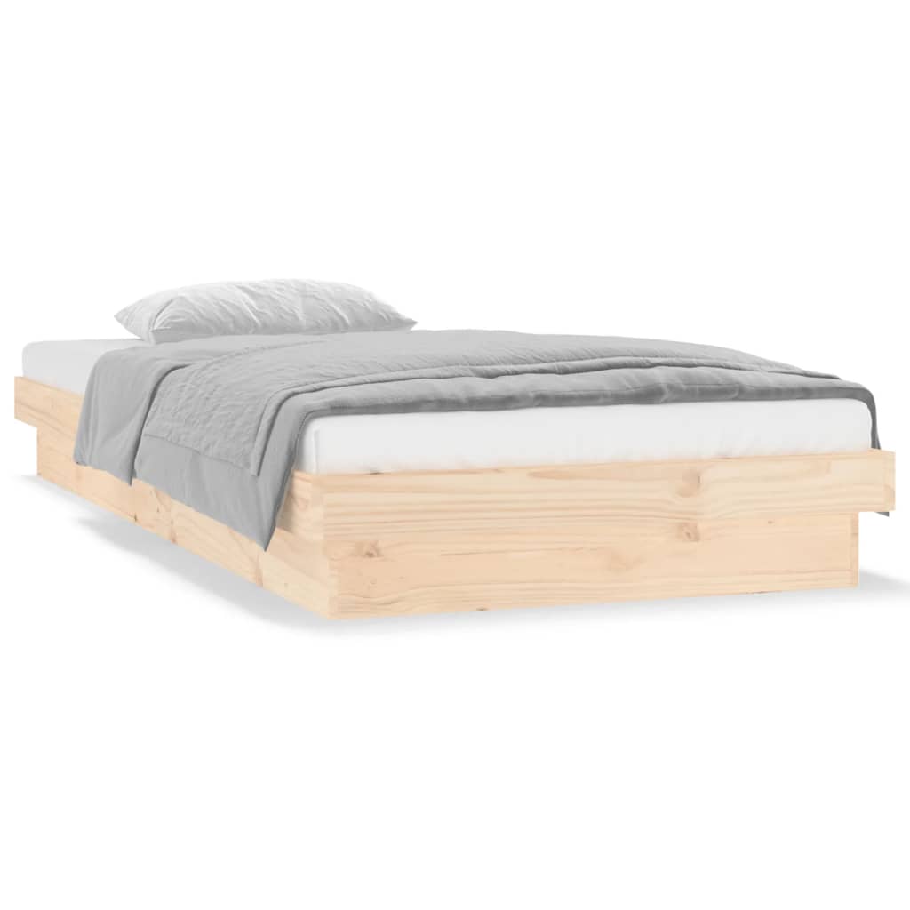 Bedframe LED massief hout 75x190 cm is nu te koop bij PeponiXL, paradijselijk wonen!