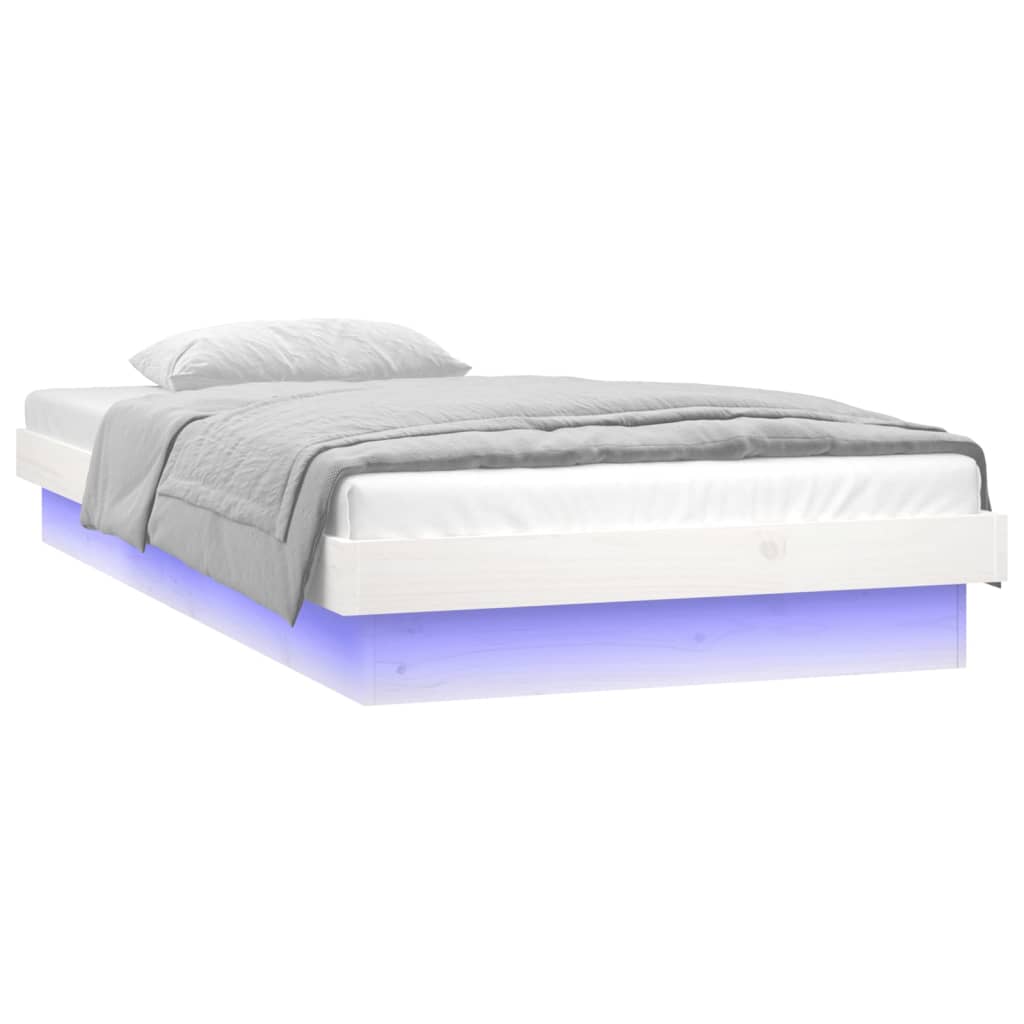 Bedframe LED massief hout wit 75x190 cm is nu te koop bij PeponiXL, paradijselijk wonen!